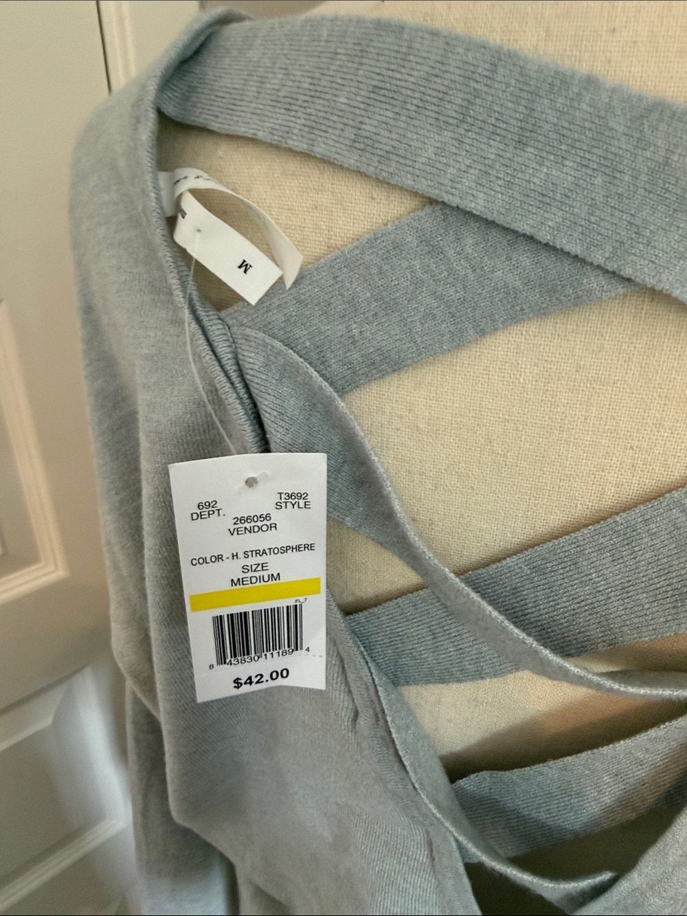 Women's Crisscross Open-Back Shirt in Light Gray - Picture 5 of 5